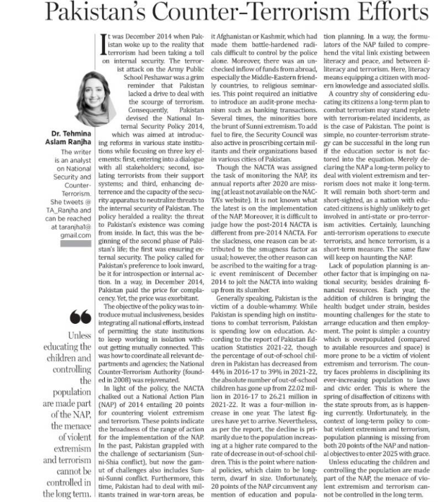 TA_Ranjha's tweet photo. Pakistan's counter-terrorism efforts show resilience &amp; progress, but challenges remain. From military ops to international praise, the fight against extremism continues.
#CounterTerrorism #PakistanRead my take on the path forward: https://t.co/SWEzS6bv2g... https://t.co/3p7k9UBm9V