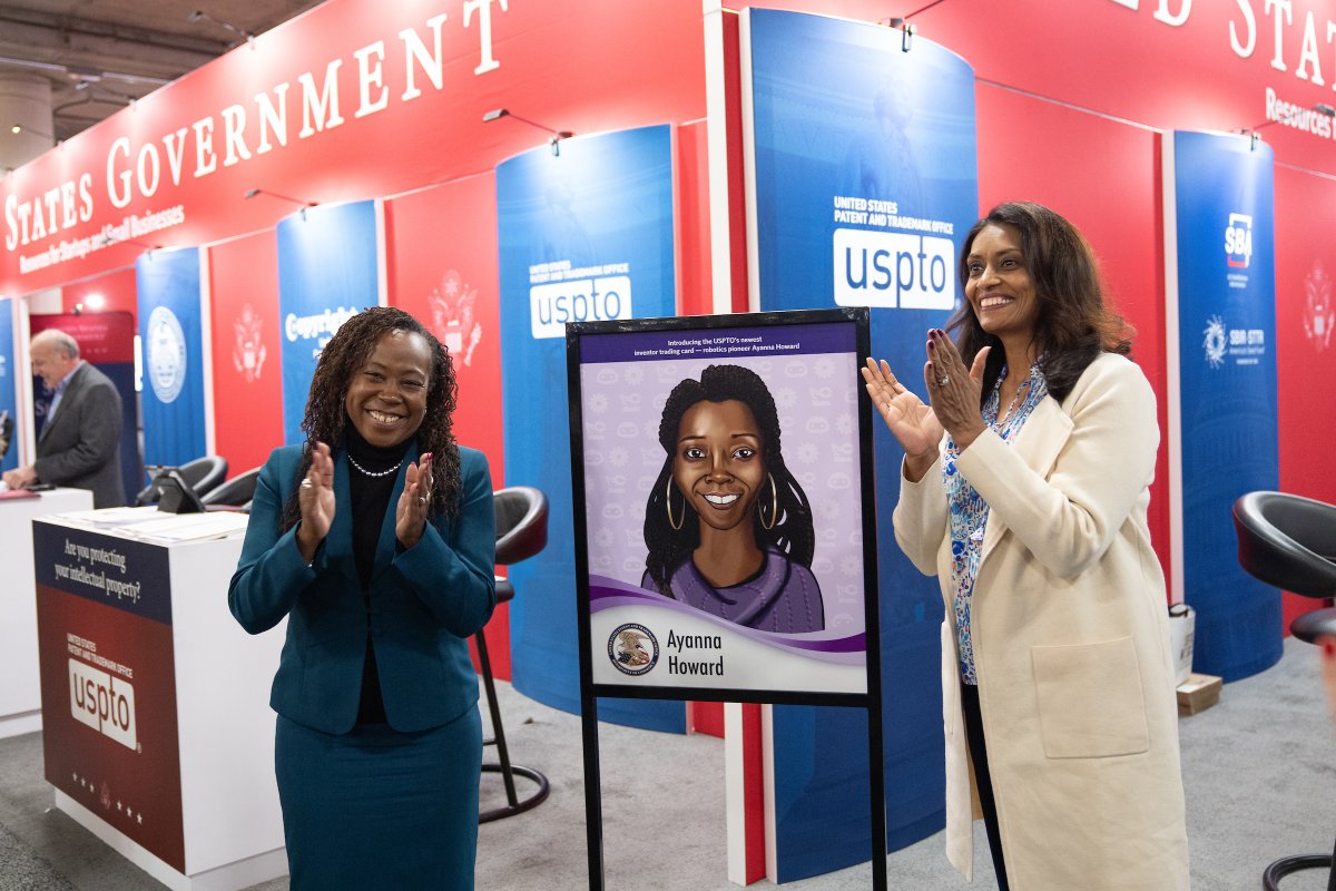 OSUengineering's tweet image. Dean Ayanna Howard has her own collectible card! She&apos;s the newest @USPTO Inventor Card Icon, joining the likes of George Washington Carver, Thomas Edison, Audrey Sherman, Marian Croak &amp;amp; more! uspto.gov/learning-and-r…