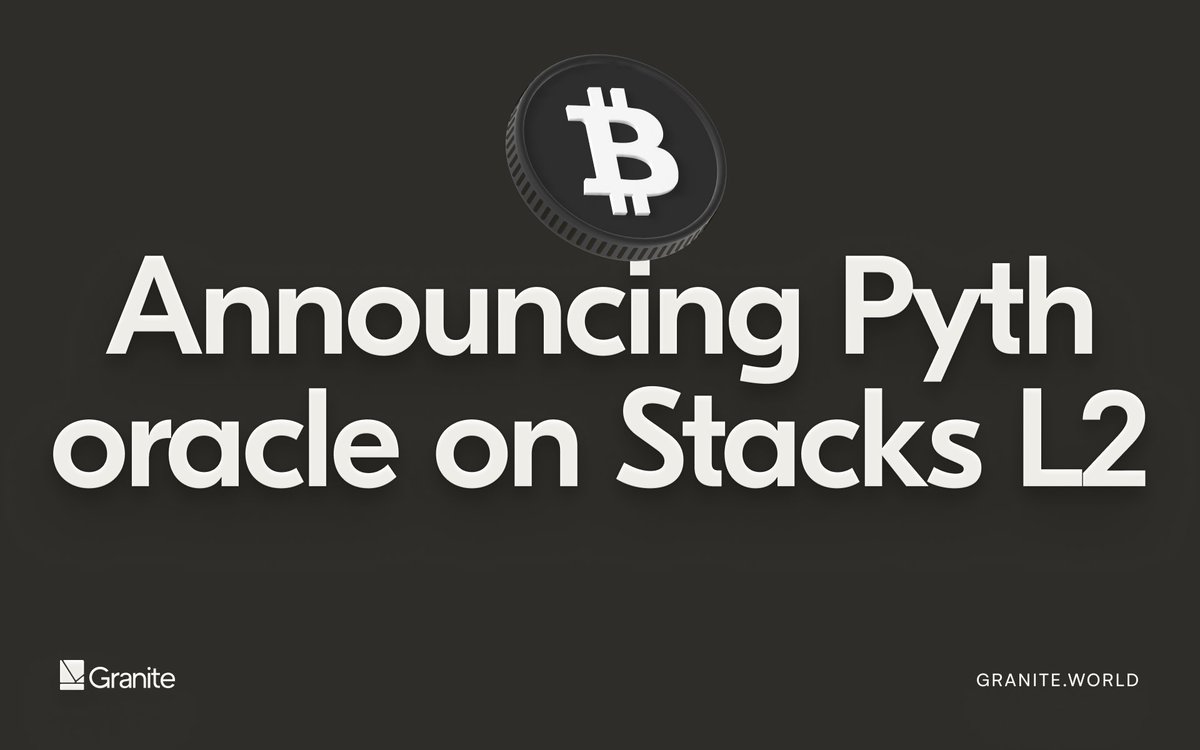 Granite - Bitcoin's Liquidity Protocol (@granitebtc) on Twitter photo Oracle announcement 🔮
We're thrilled to announce the <a href="/PythNetwork/">Pyth Network 🔮</a> oracle on <a href="/Stacks/">stacks.btc</a>, which will provide Granite and other dApps with critical real-time institutional market data and open the doors for deeper DeFi innovation on Bitcoin 🧵 Oracle announcement 🔮
We're thrilled to announce the <a href="/PythNetwork/">Pyth Network 🔮</a> oracle on <a href="/Stacks/">stacks.btc</a>, which will provide Granite and other dApps with critical real-time institutional market data and open the doors for deeper DeFi innovation on Bitcoin 🧵