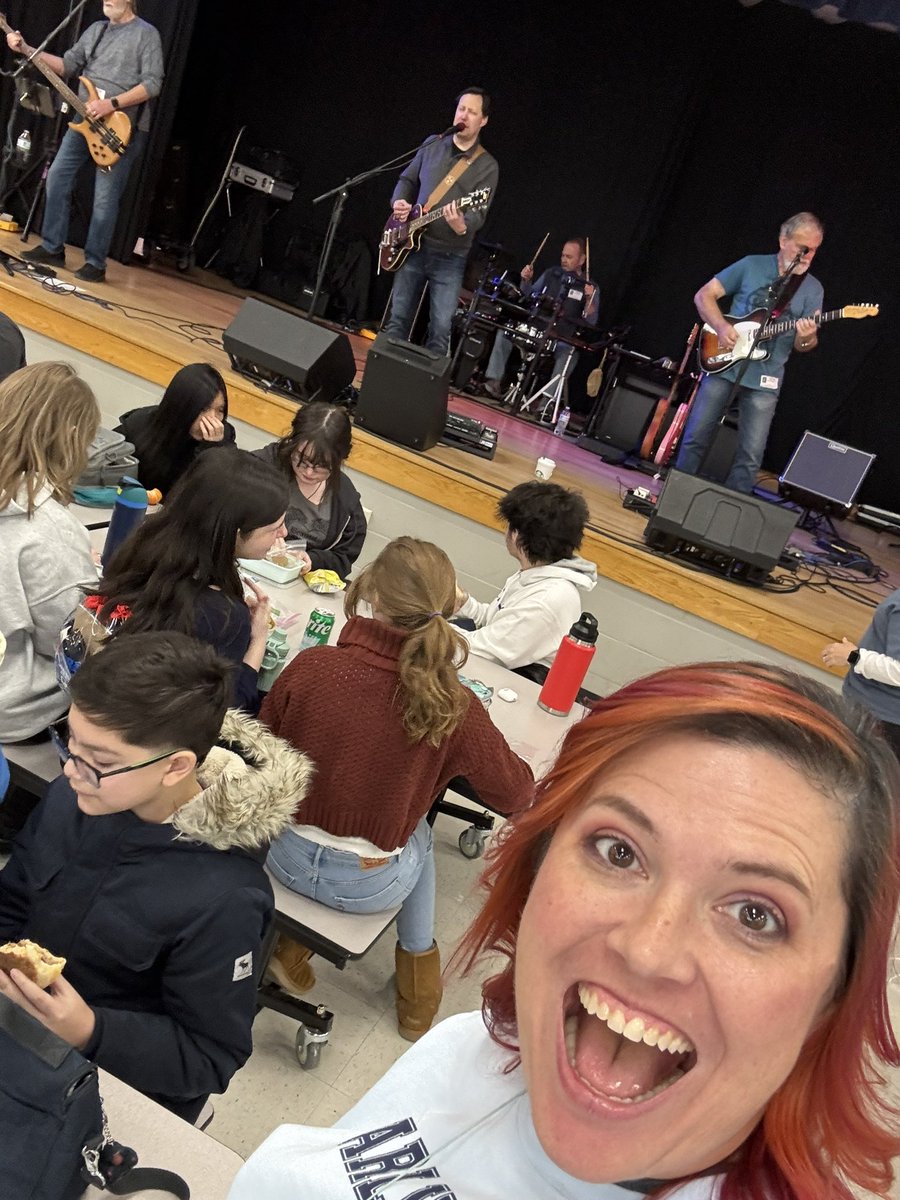 Anyone else have a rock band play all three lunches at your school today for the entire student body? No? Just us? I LOVE my school yall (this was part of our career day)