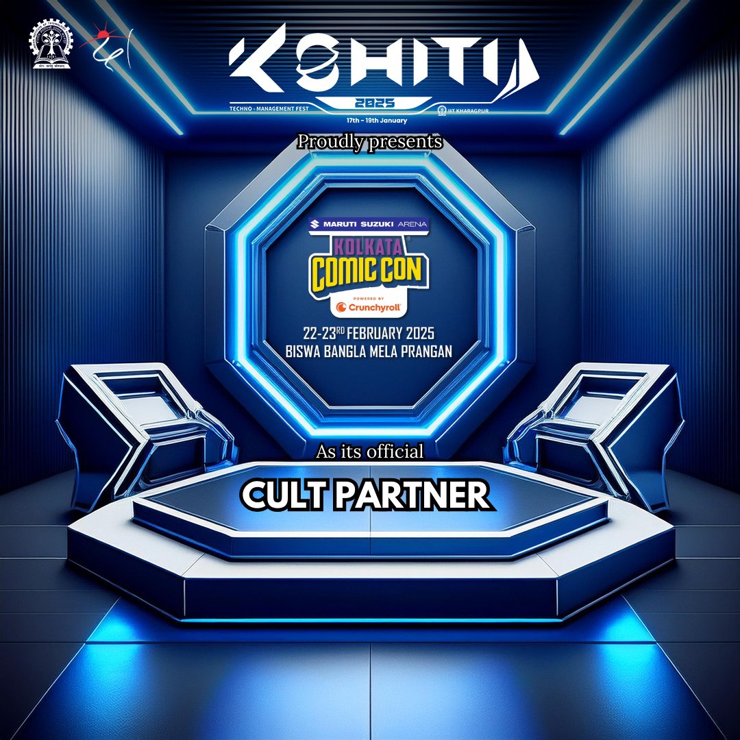 ktj_iitkgp's tweet photo. Kshitij 2025 proudly welcomes Comic Con Kolkata as our Official Cult Partner! Dive into a world of creativity, fandom, and pop culture as we unite Asia’s largest techno-management fest with the vibrant spirit of Comic Con.
#ComicCon #CultPartner #KTJ2025 https://t.co/2P42U23nY3