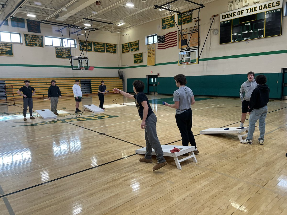 Too cold for a hike. Double 5 in the midst of an intense corn hole tournament.