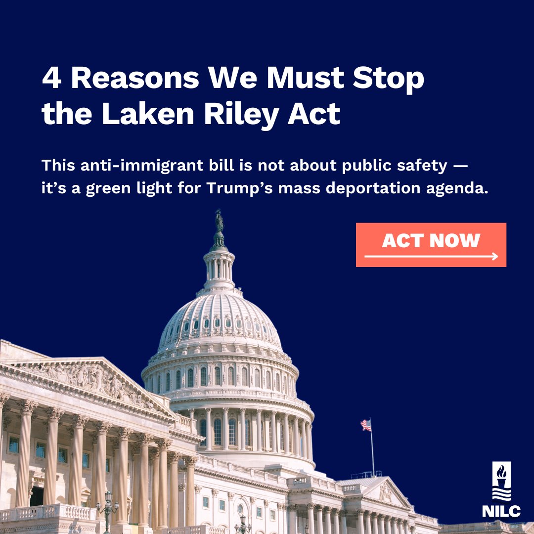 The Laken Riley Act isn’t about public safety — it's an attack on constitutional protections and a green light to Trump's mass deportation agenda.

This bill is on its way to the Senate for a vote.

Here's what you need to know to call your Rep. and urge them to VOTE NO  ⤵️