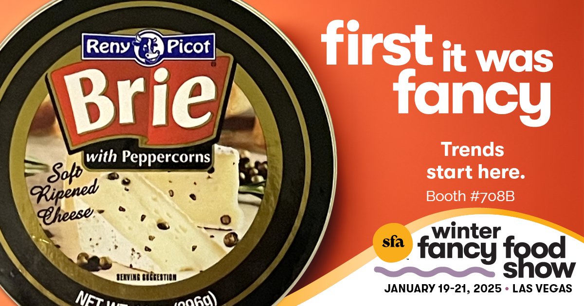 OldEuropeCheese's tweet photo. We’re excited to showcase our award-winning cheeses at the Winter Fancy Food Show in Las Vegas, Jan 19-21, 2025! Visit us at booth 708B to sample our Peppercorn Brie, Gold Award-winning Saint Rocco Triple Crème Brie, and other artisan cheeses. 
Learn more: https://t.co/CxlofOvbZQ https://t.co/WM5dZA6KkM