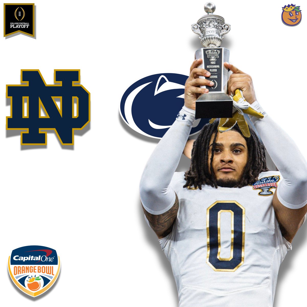 Section205Show's tweet image. The 2025 Sugar Bowl Champions travel down to Florida to face Penn State in tonight's Capital One Orange Bowl

Notre Dame vs. Penn State [CFP Semifinal]

📸: Notre Dame Football

#CFBPlayoff #GoIrish