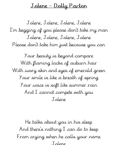 As part of Stereotype week, Year 5 have been looking at gender stereotyping.  In reading, we have completed comprehensions on 'Great Women' as well as analysing the song lyrics to Jolene and Speechless.