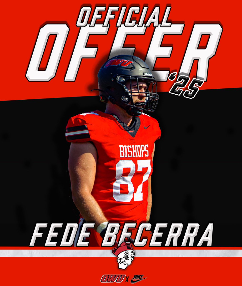 After a great visit yesterday, I’m very grateful to receive an offer from <a href="/CoachTomWatts/">Tom Watts</a> and <a href="/OWUBishopFB/">Ohio Wesleyan Football</a> !!🔴⚫️