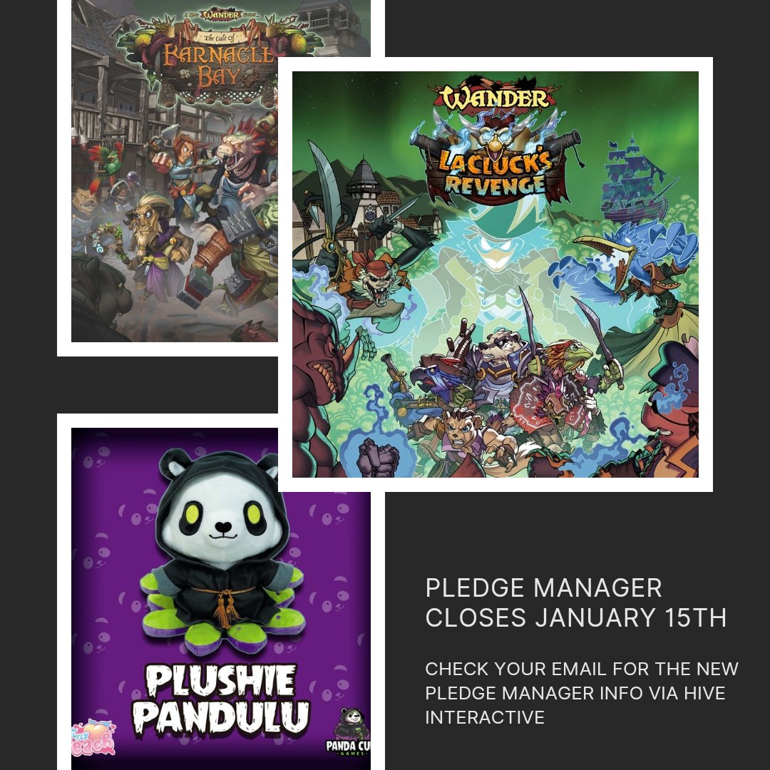 The pledge manager closes January 15th! Be sure to check your emails for your email from Hive Interactive regarding your pledge! 

Find more update information here (including information on how to contact us via Hive): kickstarter.com/projects/panda…