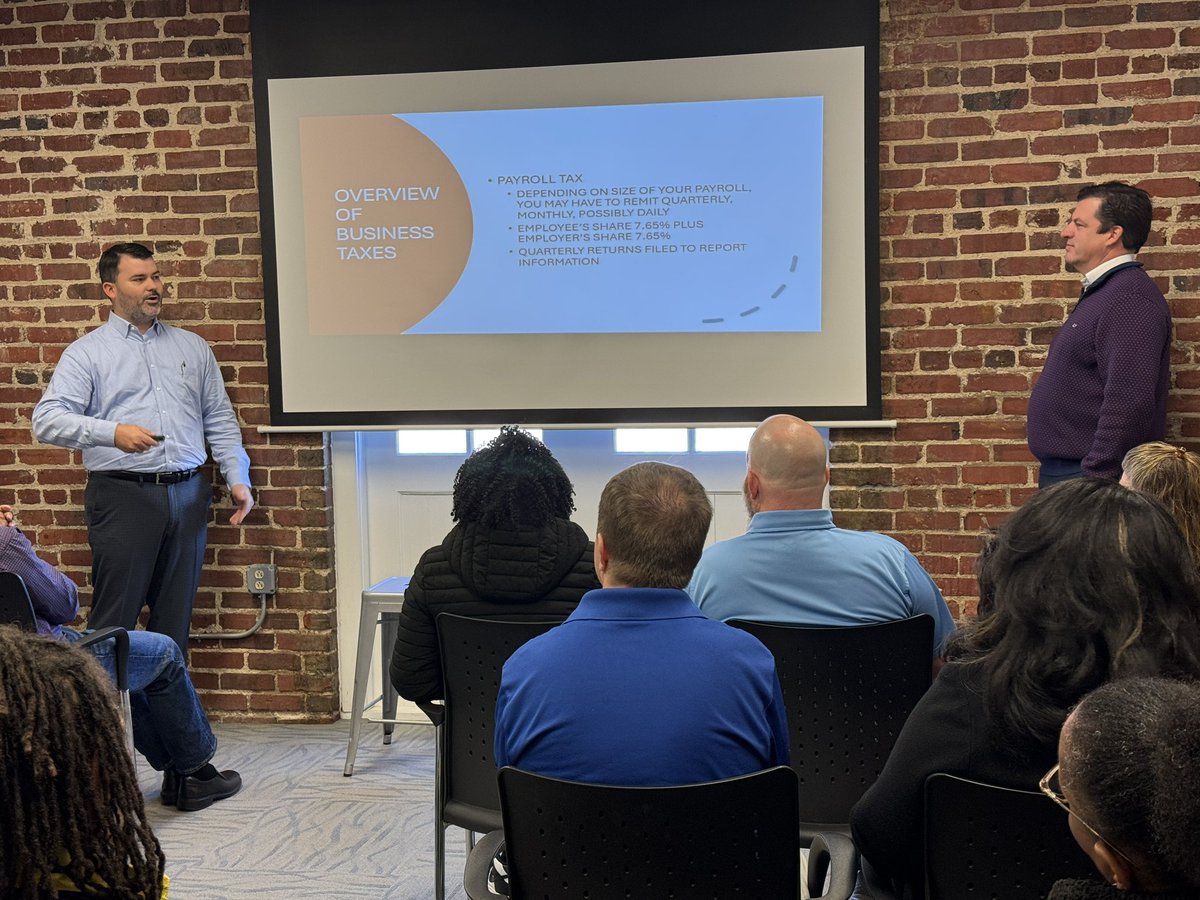 Many thanks to Harris Harvey Neal &amp; Co., LLP CPAs, Michael Mayhew and Stephen Gay, for facilitating today’s Tax Prep for Small Business Success Lunch and Learn. This was a fantastic session full of information that equips business owners with the tools to properly file taxes.