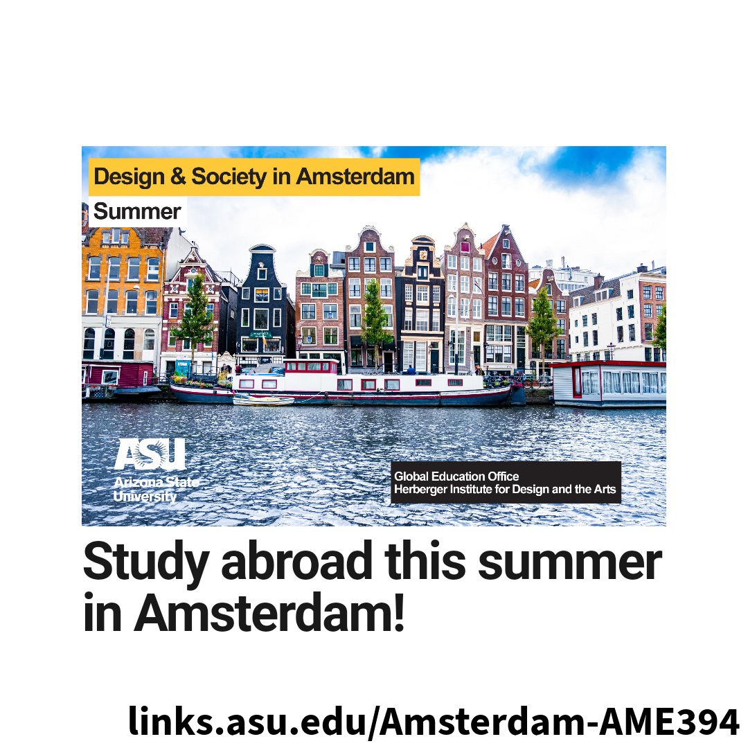 School of Arts, Media and Engineering (AME) (@asu_artsmedia) on Twitter photo Study abroad with us in Amsterdam this summer!
Visit links.asu.edu/Amsterdam-AME3⦠for more information.
<a href="/ASUHIDA/">Herberger Institute</a>
#Amsterdam #ArizonaStateUniversity #StudyAbroad Study abroad with us in Amsterdam this summer!
Visit links.asu.edu/Amsterdam-AME3⦠for more information.
<a href="/ASUHIDA/">Herberger Institute</a>
#Amsterdam #ArizonaStateUniversity #StudyAbroad