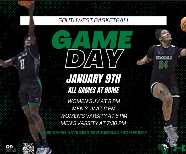 Basketball rescheduled for today vs Ragsdale at The Ranch! Let’s go Cowboys! 🏀💪🤠🖤💚