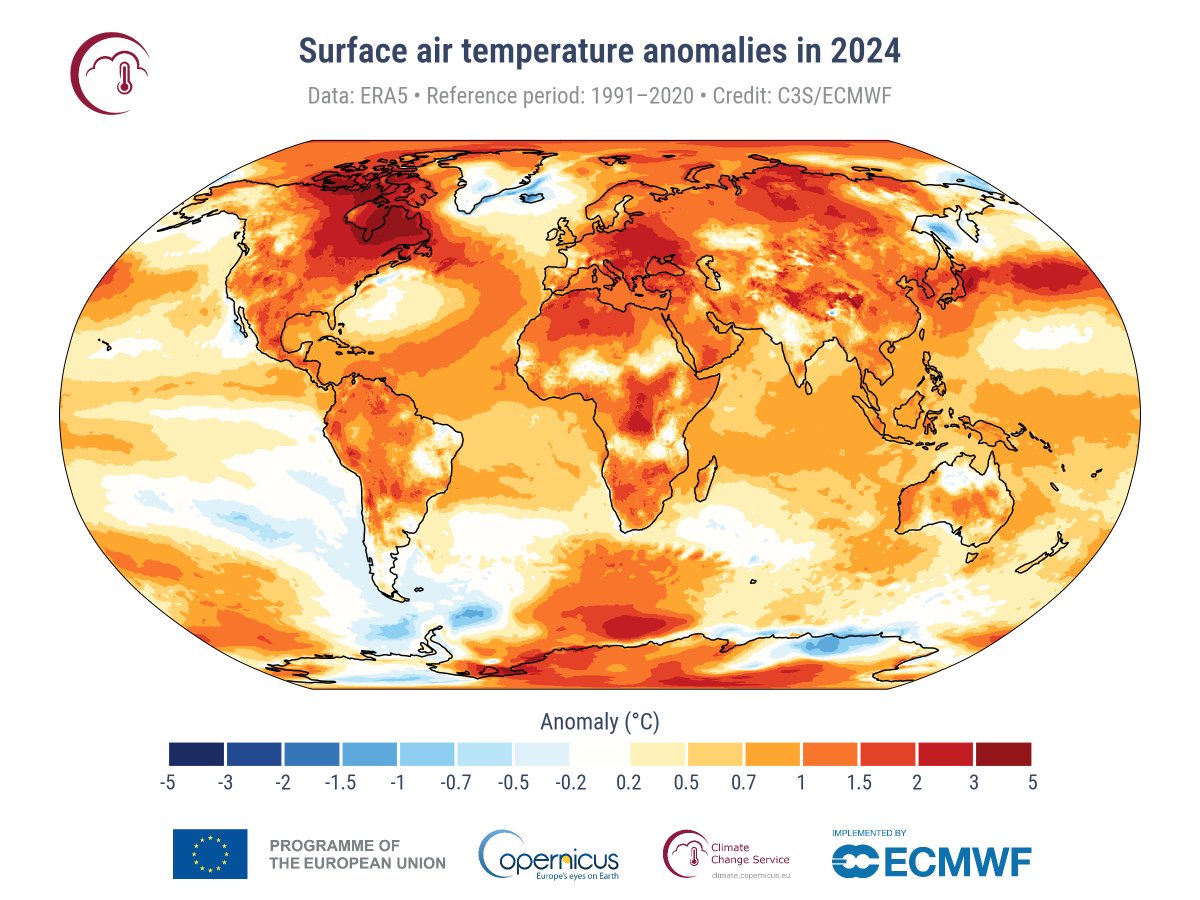 EU Climate Action (@euclimateaction) on Twitter photo 📢BREAKING: 2024 is officially the hottest year on record - and the first to exceed 1.5°C above pre-industrial levels.
As <a href="/CopernicusEU/">Copernicus EU</a> reports: Human-driven climate change is the primary cause for this rise in temperatures. 🌡️
Read the full report 🔽
climate.copernicus.eu/global-climate… 📢BREAKING: 2024 is officially the hottest year on record - and the first to exceed 1.5°C above pre-industrial levels.
As <a href="/CopernicusEU/">Copernicus EU</a> reports: Human-driven climate change is the primary cause for this rise in temperatures. 🌡️
Read the full report 🔽
climate.copernicus.eu/global-climate…