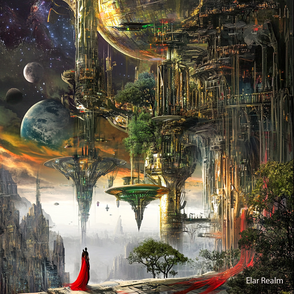 ElarRealm's tweet image. ✨ &quot;A vision of the future where nature and architecture intertwine. 🏙️🌿 Amidst celestial skies and towering structures, a lone figure gazes at the wonders of this breathtaking world. What stories unfold here? 🤔&quot;

#FuturisticWorld #SciFiArt #ImaginationUnbound