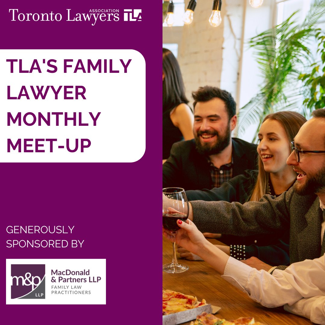 #ICYMI 👇

🚨𝗙𝗥𝗘𝗘 Event - TLA’s Family Lawyer Monthly Meet-Ups are Back!

Our first meet-up will take place on Thursday, January 23, 2025. 

Register now: loom.ly/ps-EUWg 

#FamilyLawyers #TorontoLawyers #SocialEventsForLawyers #FreeEventsForTorontoLawyers