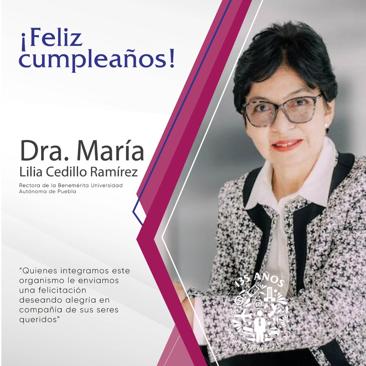 JPCISNEROSM's tweet image. Muchas felicidades rectora @LiliaCedillo_ por motivo de su cumpleaños, deseándole un extraordinario día en compañía de sus queridos. 

#FelizCumpleaños