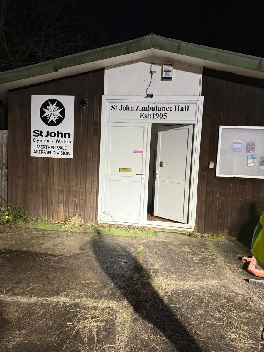 Our  <a href="/SJACymru/">St John Ambulance Cymru</a> Aberfan Merthyr Vale building suffered fire damage overnight this week. Thankfully nobody hurt. Thanks for your  hard work  <a href="/SWFireandRescue/">South Wales Fire and Rescue Service</a>. Unfortunately the building is now unusable.
