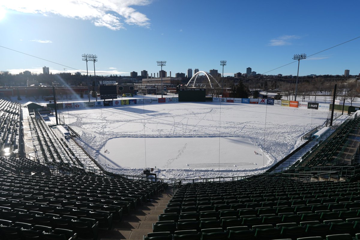 EdmRiverhawks's tweet photo. You’ve heard of a Field of Dreams—now get ready for our Rink of Dreams! ⛸️ 🏒

Be the first to skate on our ODR in the river valley this winter! We're giving away a 1-hour skate session at the ballpark for you and 19 friends over on our Instagram page (@edmriverhawks)! https://t.co/kiI95wRugi