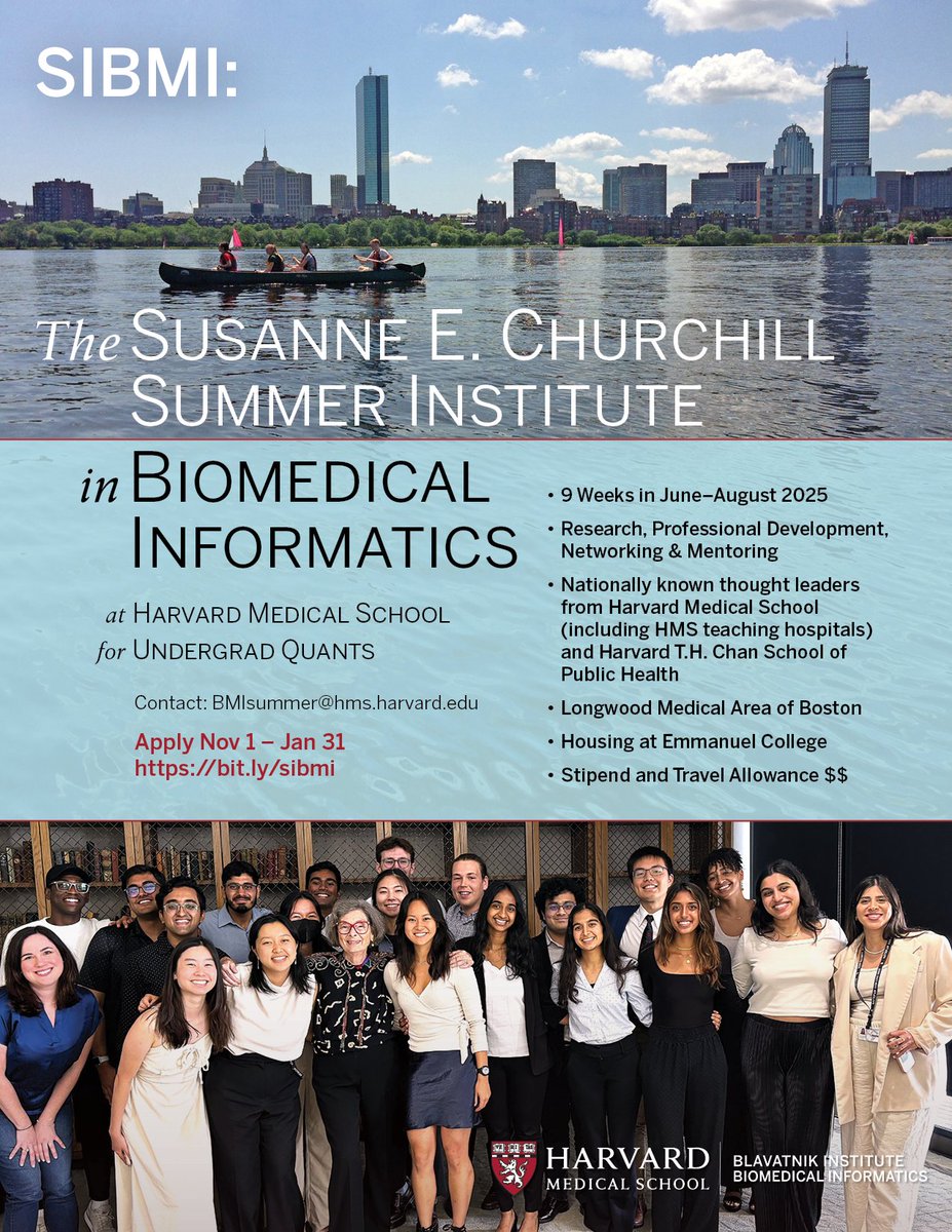 We're in a polar vortex now, but brighter days will come to Boston... along with the 21st year of our Summer Institute in Biomedical Informatics #SIBMI for US-based undergrad quants! Applications close January 31. bit.ly/sibmi #summerinternship