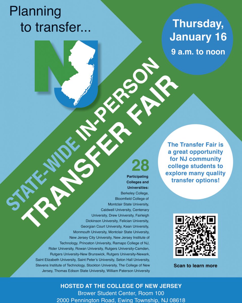 TCNJ Admissions (@tcnj_admissions) on Twitter photo Ready to make a transfer? Join us and 28 other colleges and universities  for the 2nd Annual State-Wide Transfer Fair on Thursday January 16 from 9am to noon here at TCNJ! See you soon! 🦁 Ready to make a transfer? Join us and 28 other colleges and universities  for the 2nd Annual State-Wide Transfer Fair on Thursday January 16 from 9am to noon here at TCNJ! See you soon! 🦁