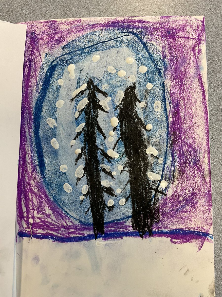 PDA_Y1's tweet image. WOW! Year one used oil pastels and explored using different techniques such as smudging to create their beautiful winter artwork. #pdaart