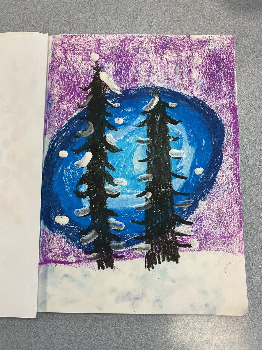 PDA_Y1's tweet image. WOW! Year one used oil pastels and explored using different techniques such as smudging to create their beautiful winter artwork. #pdaart