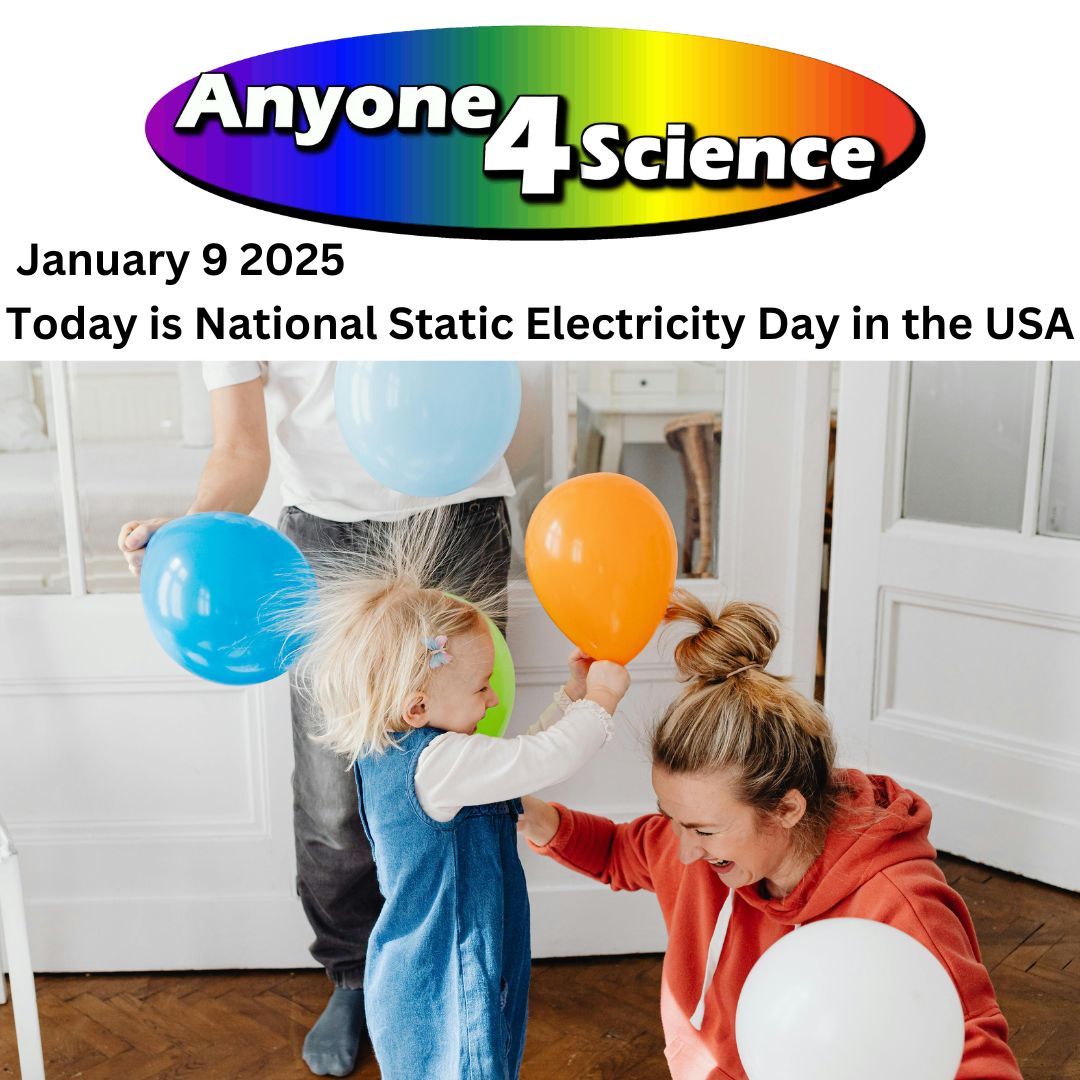 anyone4science's tweet image. It's National Static Electricity Day in the USA today, but why not celebrate right here in Ireland too? Let's explore the wonders of static electricity together!
Grab a balloon, rub it against your child's hair (or your own), and watch the magic happen
Happy experimenting!