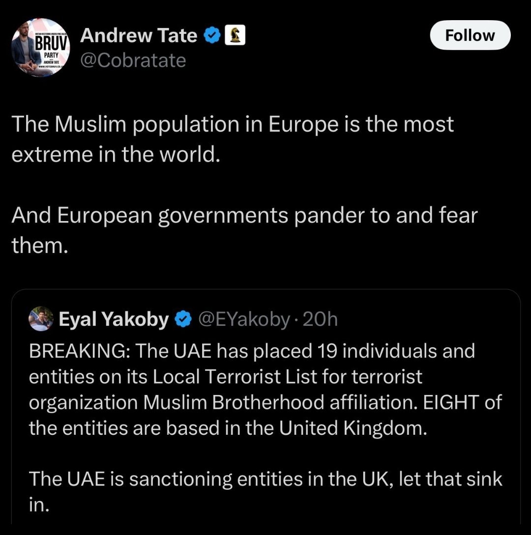 At this point, what's the difference between Tate and Tommy Robinson?