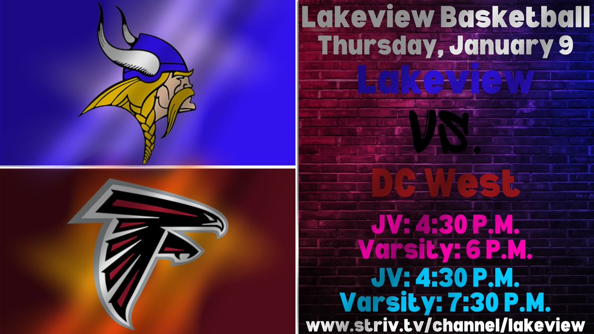 Lakeview basketball fans both the girls &amp; boys teams are back in action at home tonight! If you can’t be in attendance you can catch all the action from the Varsity games on our <a href="/Lakeviewhigh/">Lakeview High School</a> Striv TV channel. Just follow the link below. Go Vikings! striv.tv/channel/lakevi…