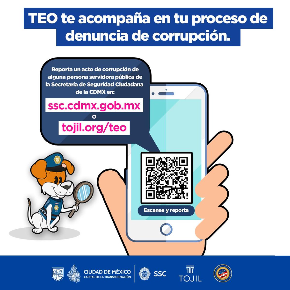 SSC_CDMX's tweet photo. La #SSC busca garantizar el correcto actuar de todo su personal, en caso de detectar alguna irregularidad puedes solicitar apoyo de #TeoSSC 👇🏼🐶🚔
📞 55-1289-1661
🌐 https://t.co/kYYYApSMYn
🌐 https://t.co/PPeU8SaSP9 https://t.co/zbmrxjPHkd