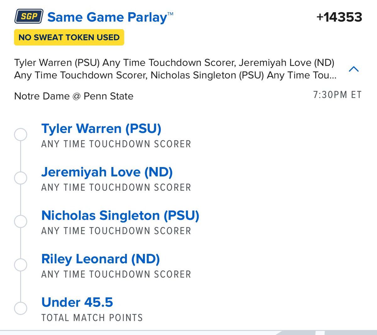 notre dame vs penn state td parlay
#nccaf #sportsbettingtwitter #CFBPlayoff 
#fandual #tylerwarren