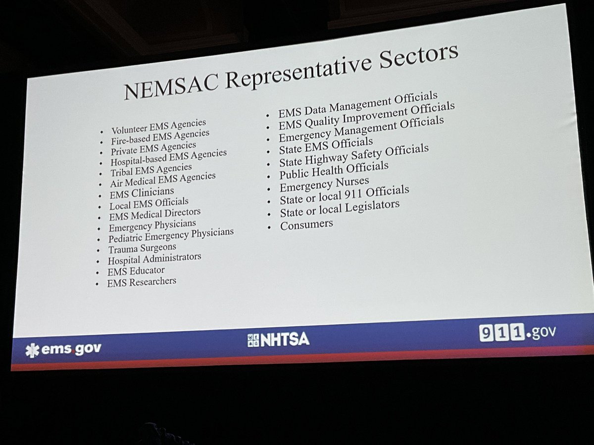 BMorshediMD's tweet photo. Gam Wijetunge from @NHTSAgov Office of EMS is presenting updates to #NAEMSP2025. The National EMS Advisory Council (NEMSAC) advises the Federal Interagency Committee on EMS (FICEMS) and is made up of 25 representatives from the #EMS community, including many @NAEMSP members. https://t.co/JjrJFFwo6N