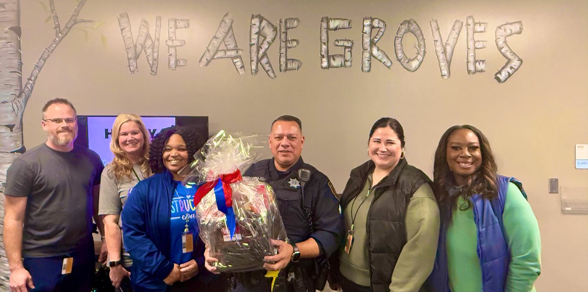Groves couldn’t have a better fit ! We love &amp; appreciate Officer Trevino. In the words of our grizzlies, “He’s the Best!” 💙💛Happy Law Enforcement Appreciation Day!
🤗<a href="/HumbleISD/">Humble ISD</a> <a href="/Christy_Erb/">Christy Erb</a> <a href="/StephanieRDavi1/">Stephanie Davis</a>