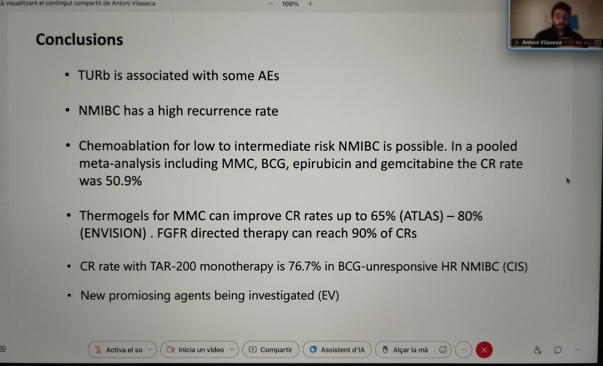 El Dr <a href="/tonivilaseca/">Antoni Vilaseca</a> de <a href="/hospitalclinic/">Hospital Clínic</a>   ens porta més enllà de la Mitomocina i la BCG amb els nous tractaments pel tractament del TVNMI, enhorabona per la presentació!