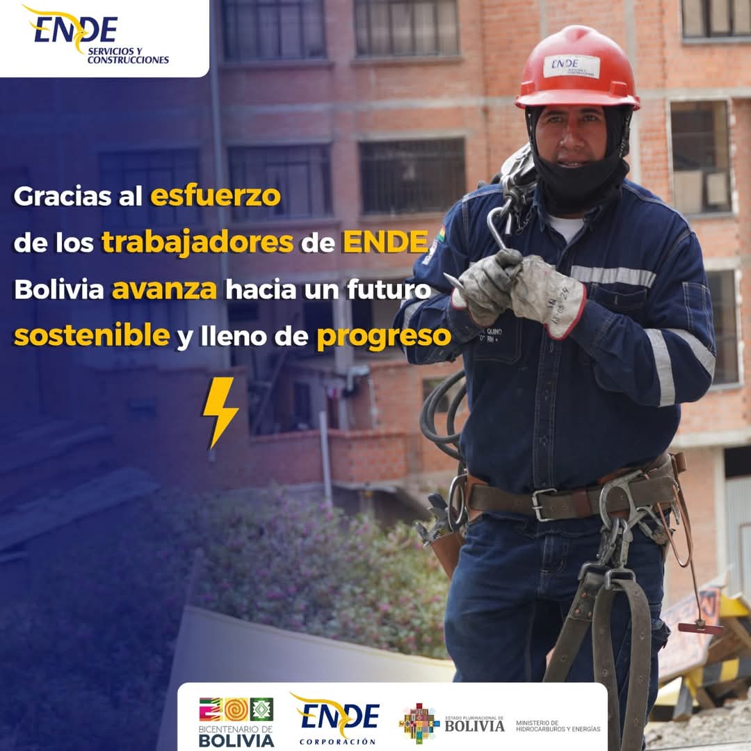 Con esfuerzo y dedicación, ENDE Servicios y Construcciones ilumina el camino hacia un futuro lleno de energía y desarrollo para Bolivia.
#UnidosRumboAlBicentenario