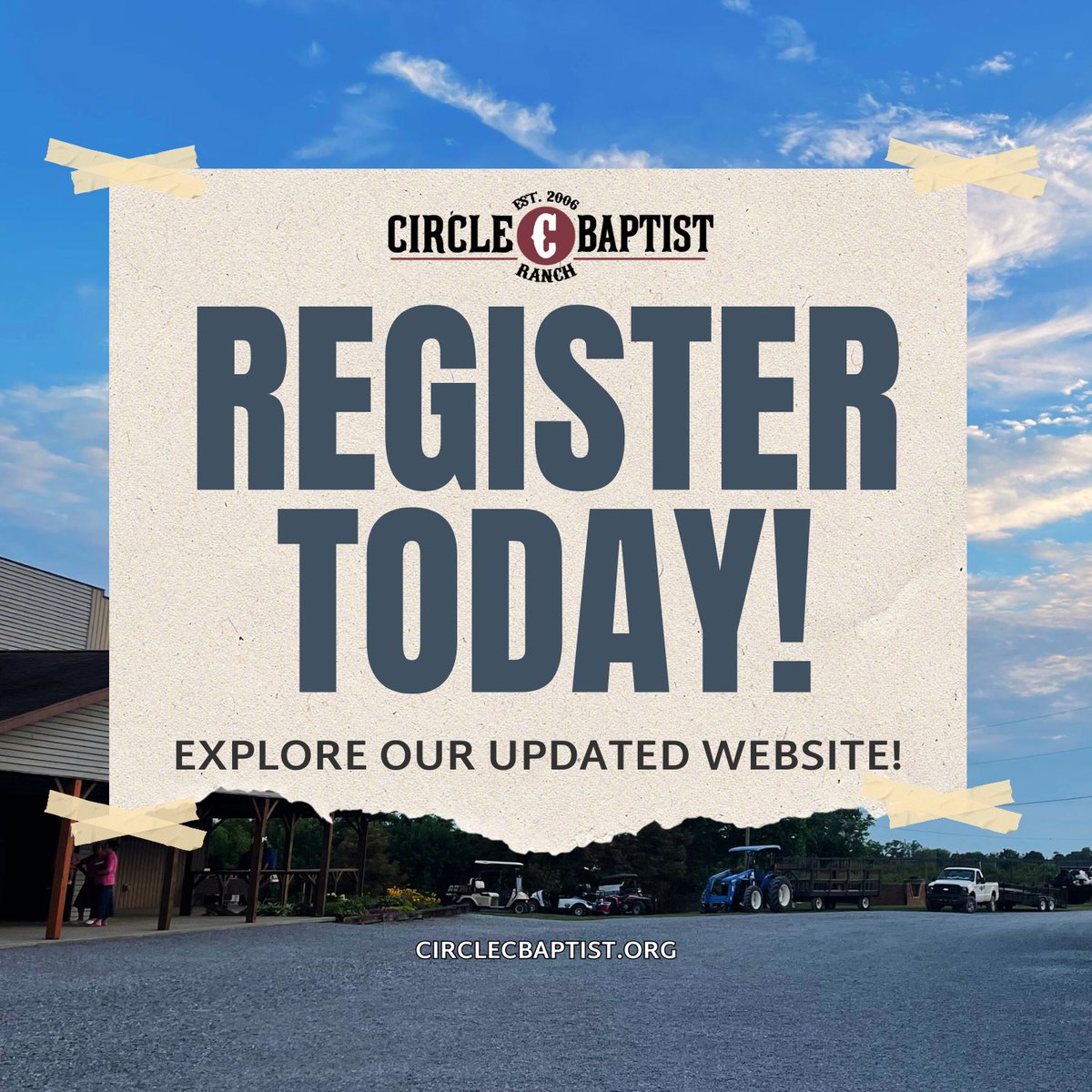 Circle C Registration 2025 is now open!
Visit our updated website and register today to reserve your spot at camp this summer!

circlecbaptist.org/DISCOVER
<a href="/drjefffugate/">Pastor Jeff Fugate</a> <a href="/CalebYo38194949/">Caleb Young</a> <a href="/JamesTienhaara/">James Tienhaara</a>