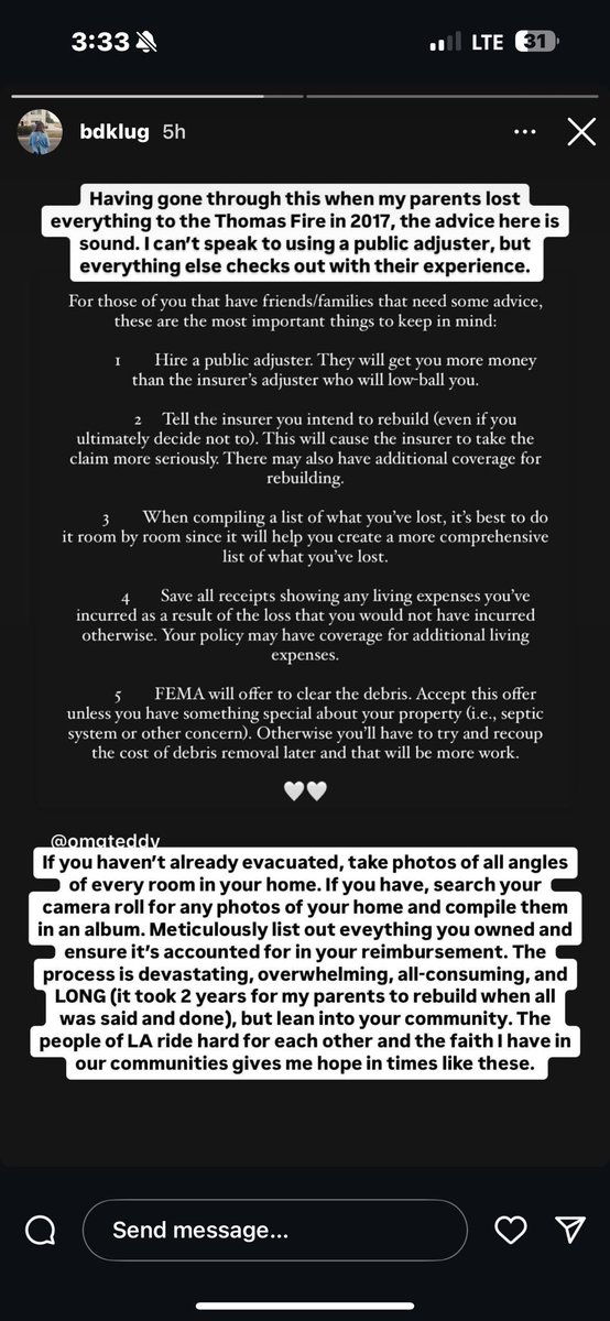 Here is some advice  from a close friend whose parents lost everything in the Thomas fire in 2017.