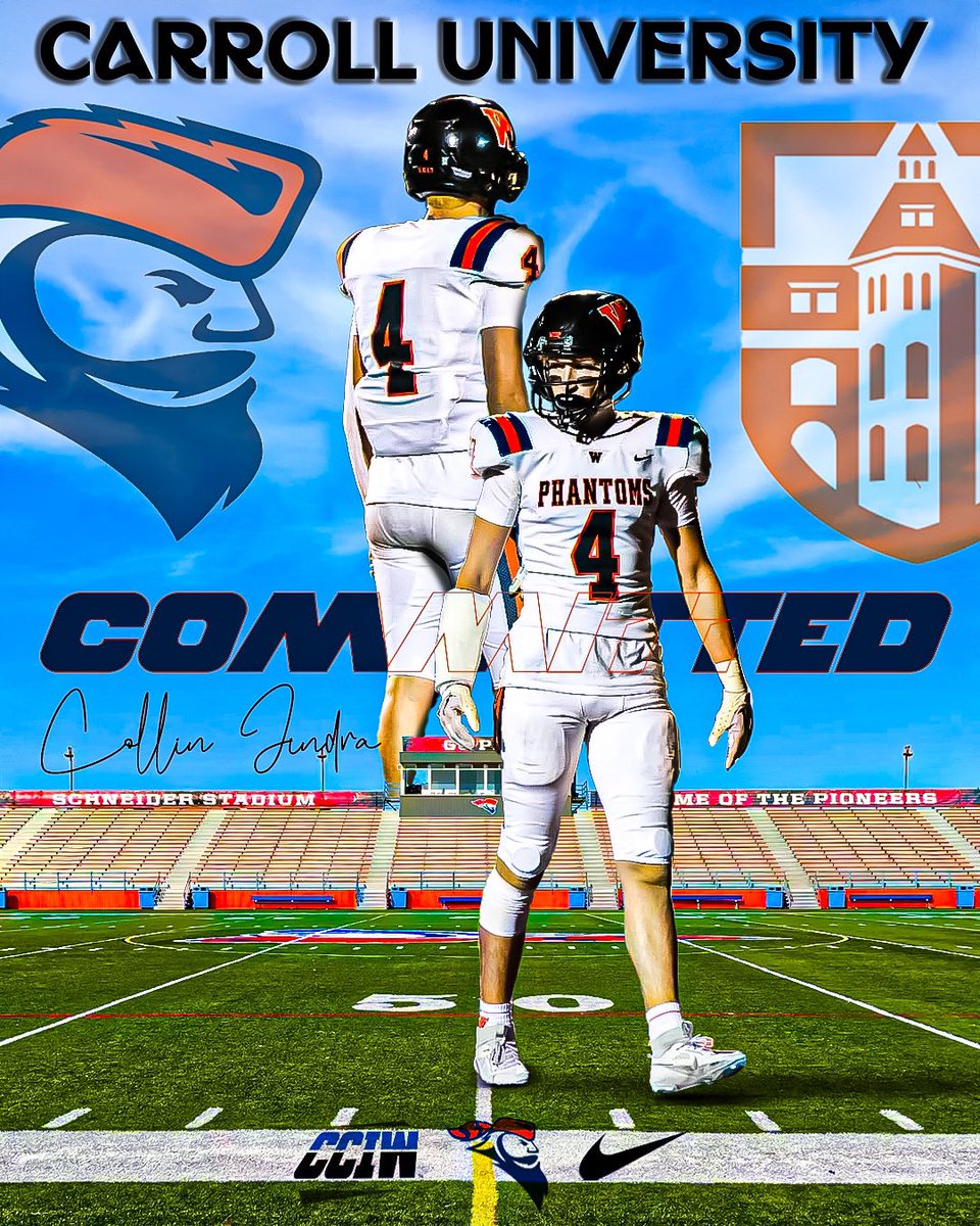 After a great talk with <a href="/CoachBuddah/">Mike Budziszewski</a> I’m excited to announce my commitment to <a href="/piofootball/">Carroll U Football</a> . Thank you to <a href="/CoachHolleyCU/">Garren Holley</a> and <a href="/wdp_football/">West De Pere Football</a> for guiding me through this journey.