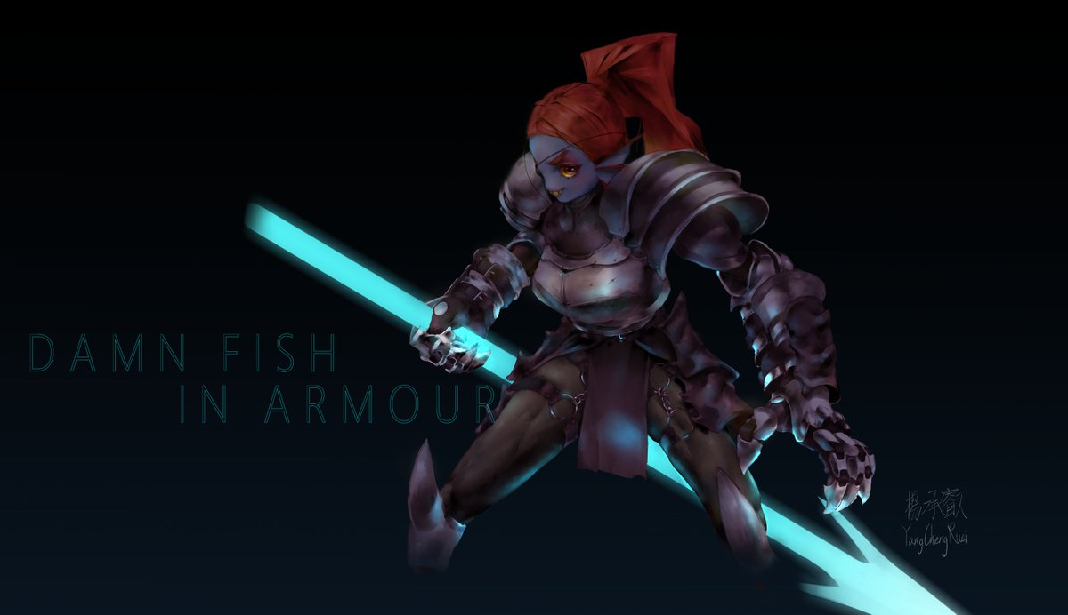 yangchengruei's tweet photo. fish from undertale #undertale #undyne #digitalart https://t.co/l8NQTWSh5o