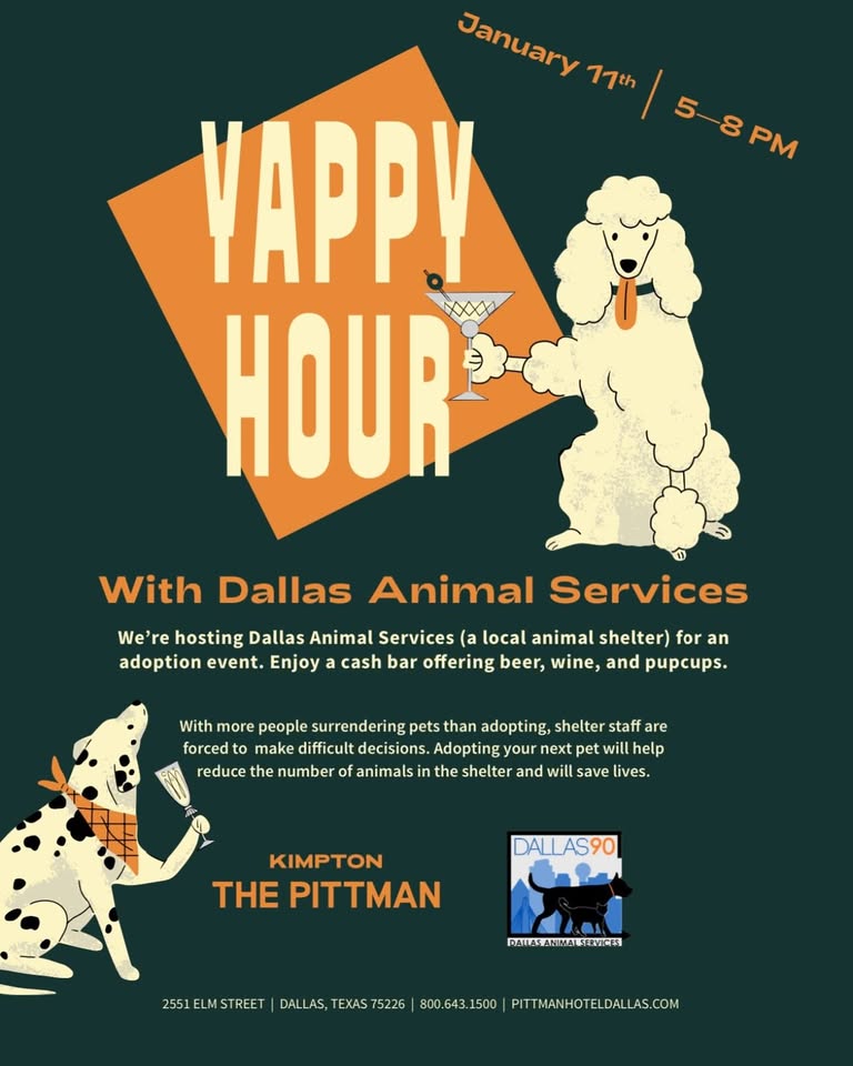 Come out to the Pittman Hotel to meet adoptable pets from Dallas Animal Services!