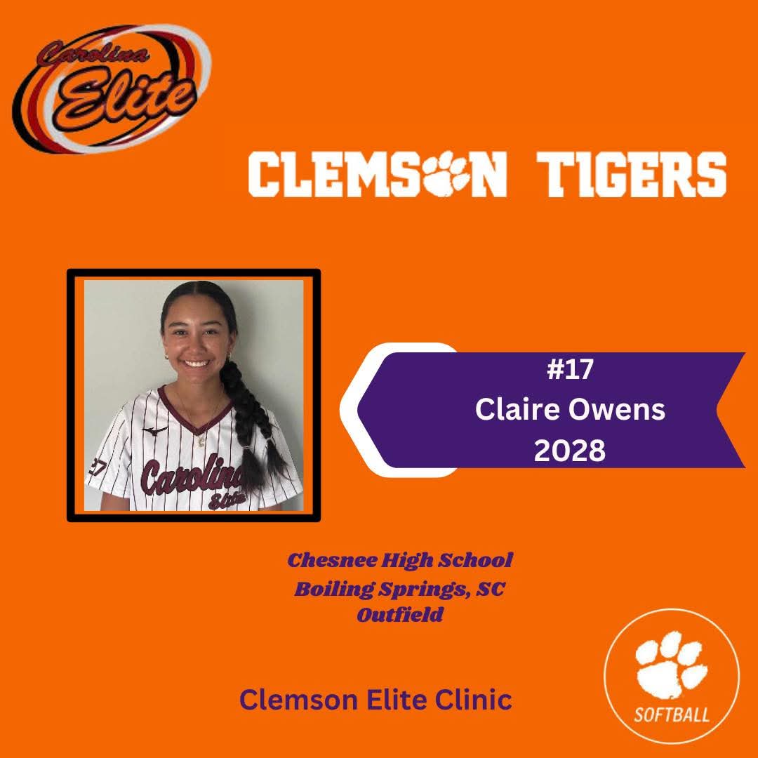 EliteGulick09's tweet image. CAMP ALERT !!!!! 
OUR (2028) OF Slapper 
@claireeowens17 is ready to take her talents to Prospect Camp @clemsonsoftball this weekend Have a great Camp Kid #GetBetter #GetBigDoWork @CarEliteNCorg
