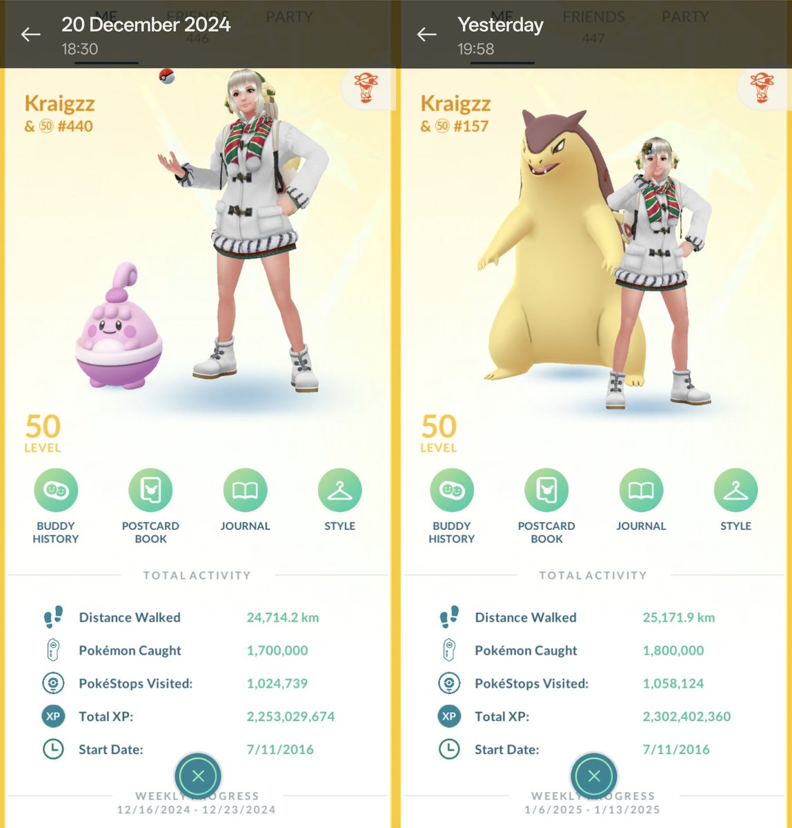 ⚡400k catches in 4 months⚡

🔥 1,400,000 - 1,800,000 in 122 days 🔥
🔥 1,700,000 - 1,800,000 in 20 days (my fastest 100k) 🔥

Hit "catch cap" during magby/elekid hatch day. 😵‍💫

Hand catch cap: 28k in 7 days
Go+ / Go++ catch cap: 28k in 7 days + 9,6k in the last 24 hours. 💀