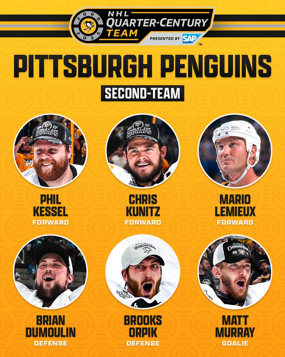 NHL (@nhl) on Twitter photo Presenting the Quarter-Century Team for the <a href="/penguins/">Pittsburgh Penguins</a>! π§ #NHLQCTeam
Read more β‘οΈ spr.ly/6010aEQ9K Presenting the Quarter-Century Team for the <a href="/penguins/">Pittsburgh Penguins</a>! π§ #NHLQCTeam
Read more β‘οΈ spr.ly/6010aEQ9K