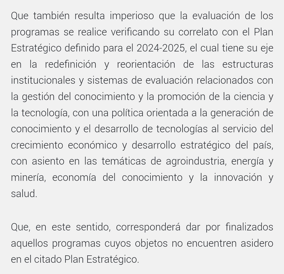 Esto es de los más grave del gobierno  hasta ahora.

Ordenan dar de baja todos los programas científicos del país, excepto los relacionados con las áreas de agroindustria, energía, minería (extractivismo), salud y economía del conocimiento

Resolución JGM: boletinoficial.gob.ar/detalleAviso/p…