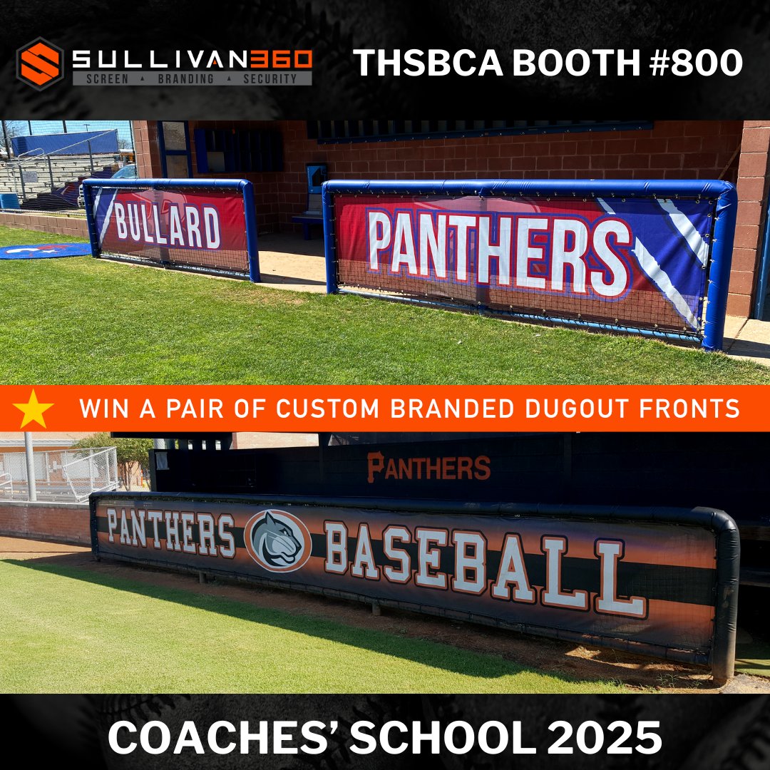 Sullivan360 (@sullivan_360) on Twitter photo Hey Coaches, to kick off the 2025 THSBCA Coaches' School we're doing another ANOTHER Custom Branded Dugout Front Winner!
Here's how you can enter:
1⃣ Like & Repost this post
2⃣ Follow us <a href="/Sullivan_360/">Sullivan360</a>
3⃣ Comment "VISIT SULLIVAN360"
Stop by Booth #800 this week at the THSBCA Hey Coaches, to kick off the 2025 THSBCA Coaches' School we're doing another ANOTHER Custom Branded Dugout Front Winner!
Here's how you can enter:
1⃣ Like & Repost this post
2⃣ Follow us <a href="/Sullivan_360/">Sullivan360</a>
3⃣ Comment "VISIT SULLIVAN360"
Stop by Booth #800 this week at the THSBCA