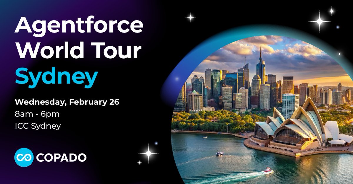 CopadoSolutions's tweet image. 🚨 Exciting news: Copado is a sponsor for the Agentforce World Tour Sydney! 🇦🇺Swing by our booth and let’s talk about Salesforce DevOps &amp;amp; digital transformation!

📅 26 Feb
🕗 8 AM - 6 PM
📍 ICC Sydney
🚀 See you there! ow.ly/4JWY50UC3Jr

#AgentforceSydney #AIinDevOps