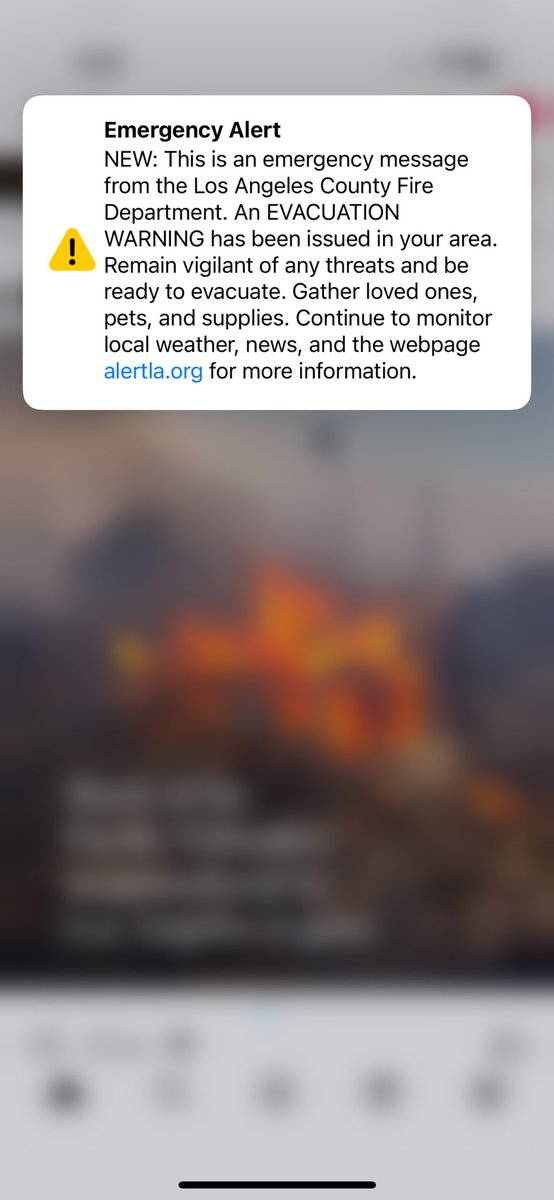 Just got an evacuation warning with no specific information in Los Feliz. Others got it in Westwood.

Encompass all of LA it seems