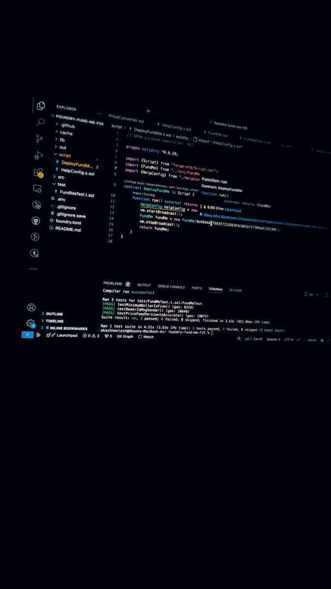 NeeleshW3's tweet photo. ๐ฏDay 12 - Solidity Challenge โ
Learned:
๐น Modular testing
๐น Mock contracts
๐น Forking
Testing smart contracts with Foundry is next-level! Making my code reliable, efficient, and secure.
#Solidity #Blockchain #SmartContracts #Web3
#soliditychallenge https://t.co/sQFlKGxUbD