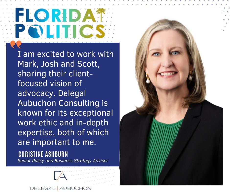 Christine Ashburn has joined us as Senior Policy and Business Strategy Advisor. We have a strong track record of providing exemplary results, and with Christine on board, our team is even stronger.

floridapolitics.com/archives/71405…