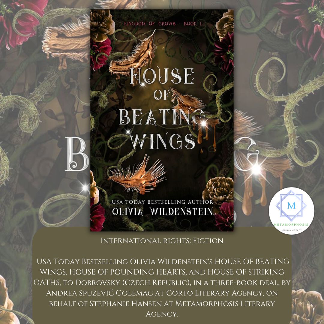 Congrats! Olivia Wildenstein's HOUSE OF BEATING WINGS, POUNDING HEARTS, &amp; STRIKING OATHS, to Dobrovsky (Czech Republic), by Andrea Spužević Golemac at Corto Literary, on behalf of Stephanie Hansen at Metamorphosis Literary Agency. <a href="/OWildWrites/">OliviaWildenstein</a> <a href="/knihydobrovsky/">Knihy Dobrovský</a> #Romantasy