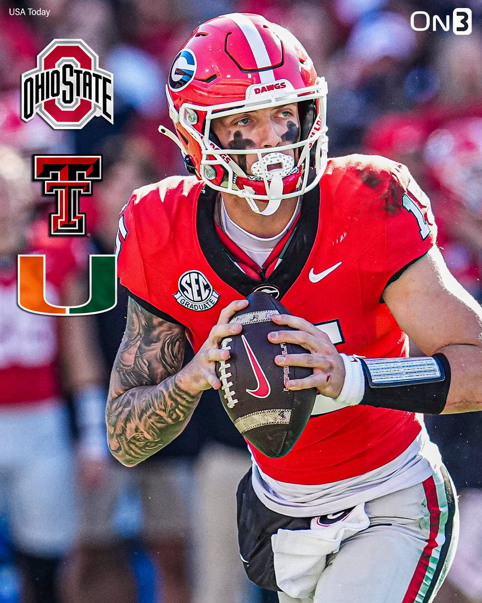 On3's tweet image. Ohio State, Texas Tech, and Miami are 3 teams to watch for Carson Beck once he enters the Transfer Portal, per @PeteNakos_👀

on3.com/news/carson-be…